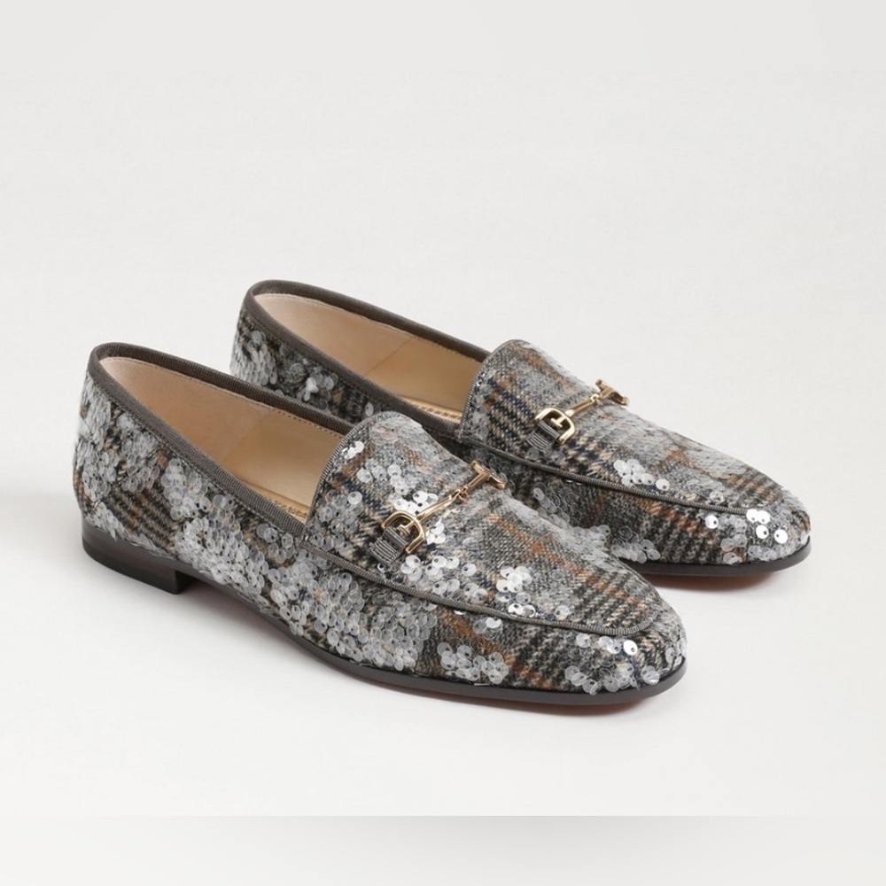 Sam Edelman Loraine Sequin Plaid Preppy Academia Loafers wi Gold Accent, Sz 9M - Picture 1 of 14